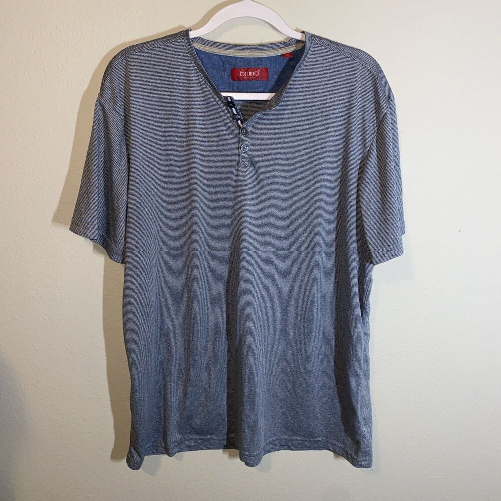 Bruno Milano Men’s Henley Shirt Blue Stripe